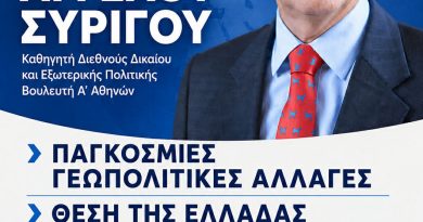 Εκδήλωση – ομιλία του καθηγητή Διεθνούς Δικαίου και Εξωτερικής Πολιτικής και βουλευτή Α’ Αθηνών της Νέας Δημοκρατίας κ. Άγγελο Συρίγο, το Σάββατο και ώρα 18:15, στην αίθουσα εκδηλώσεων του ξενοδοχείου ”Γαλαξίας”